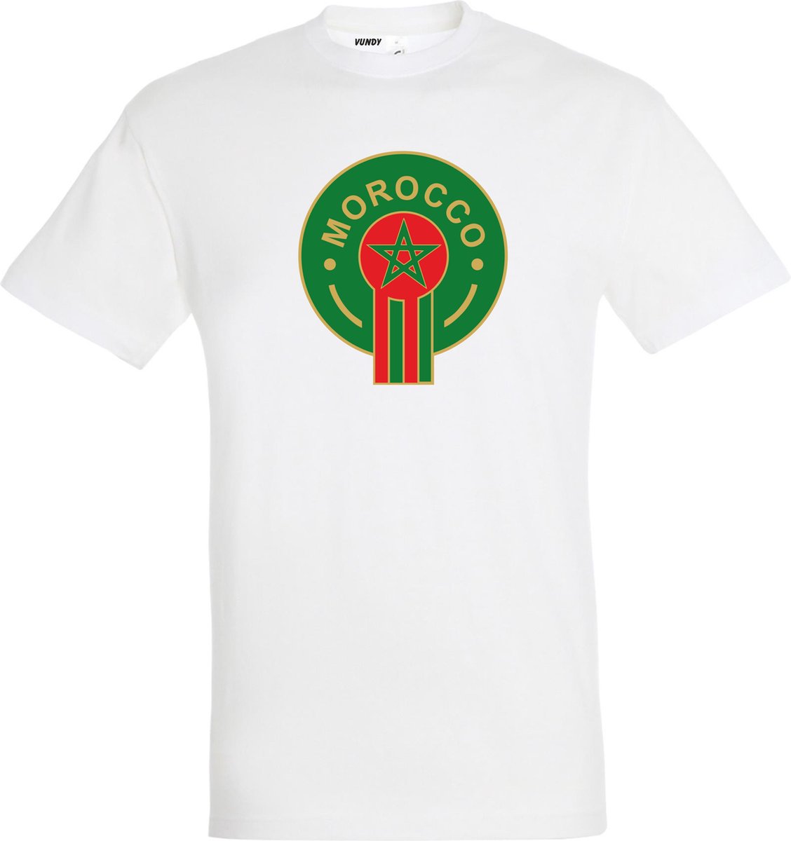 T-shirt Embleem Marokko Groot | Rood Marokko Shirt | WK 2022 Voetbal | Morocco Supporter | Wit | maat M